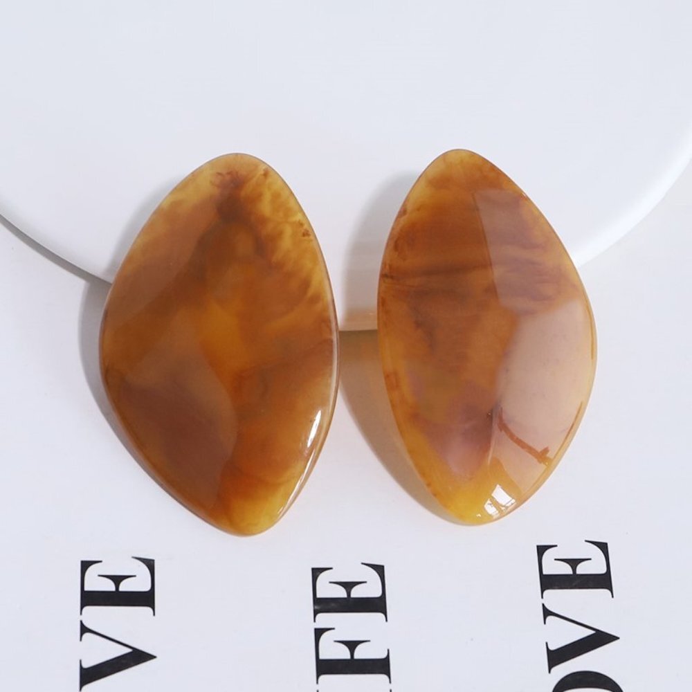 NEW Tortoise Brown Large Statement Earrings Pierced